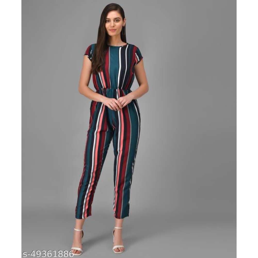 Vivient Women Green Striped Casual Jumpsuits