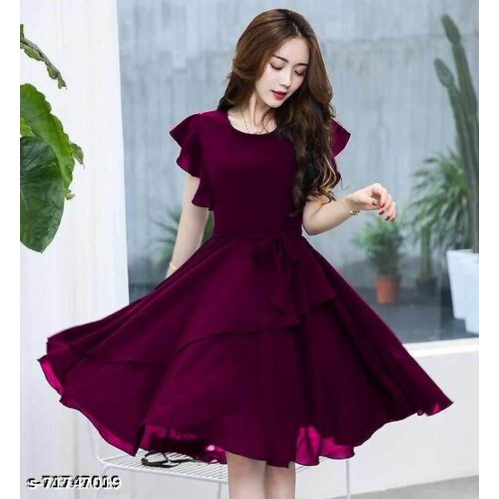 AUCREATIONS Women's Georgette Western Dress